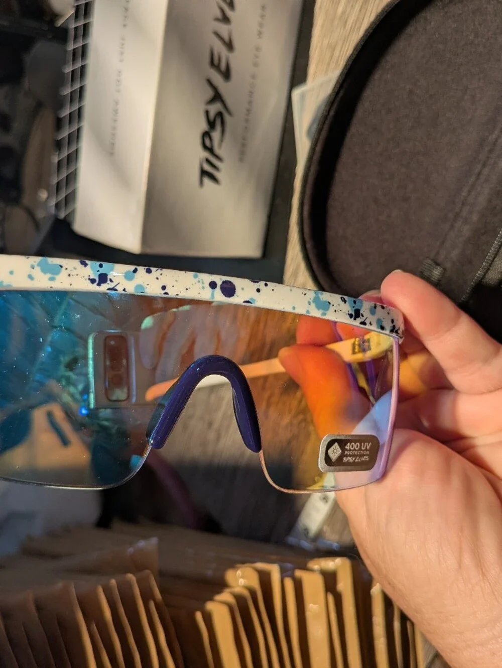Tipsy Elves New White Paint Splatter Sunglasses With Case